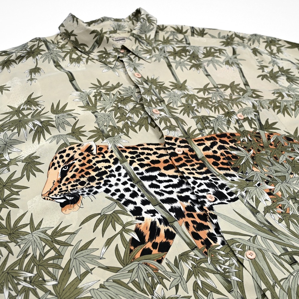 Tori Richard Men Hawaiian Shirt size XL Leopard Bamboo Jungle Print Silk Vintage